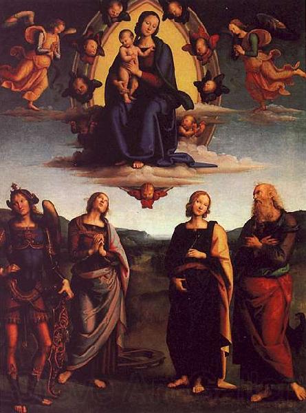 Pietro Perugino The Virgin and Child with Saints Norge oil painting art